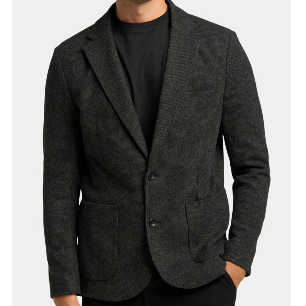 GOOD MAN | Gray Black Cotton Wool Stretch Knit Blazer Sport Coat Jacket | Large